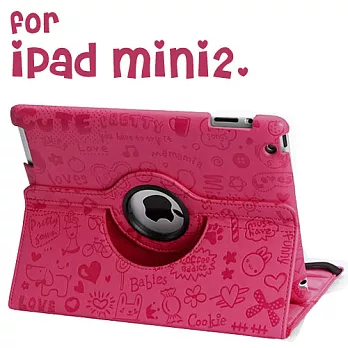 小魔女iPad mini 2 旋轉保護套-玫紅