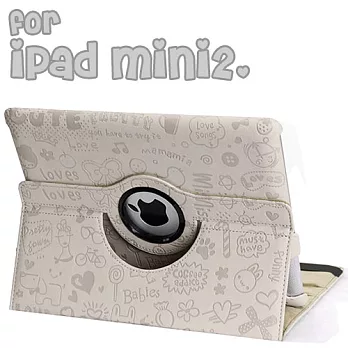 小魔女iPad mini 2 旋轉保護套-白色