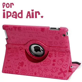 小魔女iPad Air 旋轉保護套-玫紅