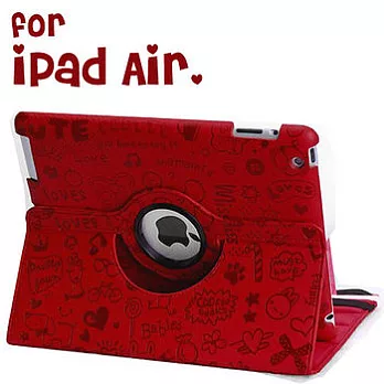 小魔女iPad Air 旋轉保護套-大紅