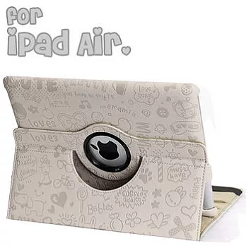 小魔女iPad Air 旋轉保護套-白色