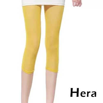 【Hera】赫拉 糖果超薄網紗純色顯瘦七分褲/內搭褲(五色任選)黃色