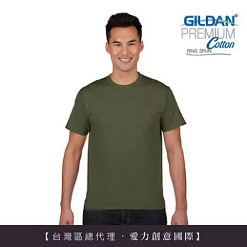 GILDAN 總代理-100%美國棉~亞規圓筒短袖素面T-Shirt ~L軍綠色