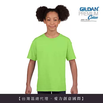 GILDAN 總代理-100%美國棉~亞規圓筒短袖素面-童T~M果綠