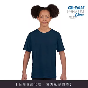 GILDAN 總代理-100%美國棉~亞規圓筒短袖素面-童T~M藏青