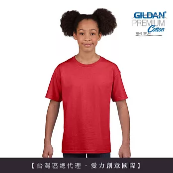 GILDAN 總代理-100%美國棉~亞規圓筒短袖素面-童T~M紅