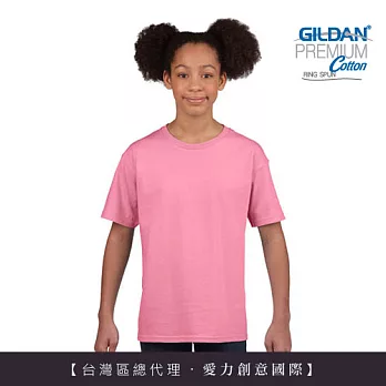 GILDAN 總代理-100%美國棉~亞規圓筒短袖素面-童T~XS蜜桃紅