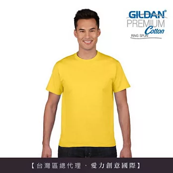 GILDAN 總代理-100%美國棉~亞規圓筒短袖素面T-Shirt ~L黃