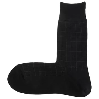 [MUJI 無印良品]直角襪男格紋商務襪黑色26~28cm