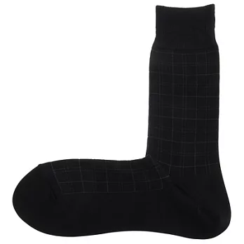 [MUJI 無印良品]直角襪男格紋商務襪深藍26~28cm
