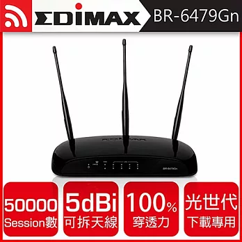 EDIMAX 訊舟 BR-6479Gn N300無線Gigabit網路分享器(光世代下載專用)
