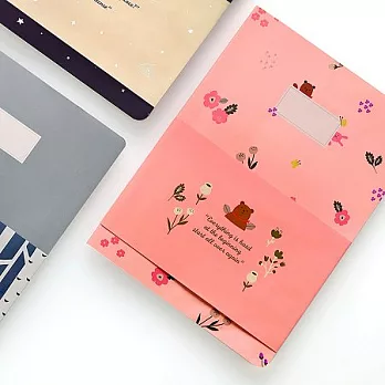 太妃熊趣味條紋筆記本L-粉紅花園