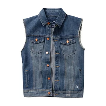 【CACO】NAVY．獨家經銷． 水洗牛仔背心(男)M寶藍