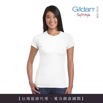 GILDAN 總代理-100%美國棉~美版顯瘦舒棉女短T-Shirt-L白