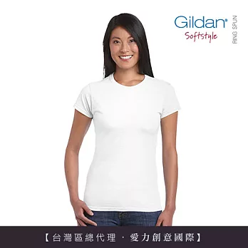 GILDAN 總代理-100%美國棉~美版顯瘦舒棉女短T-Shirt-S白