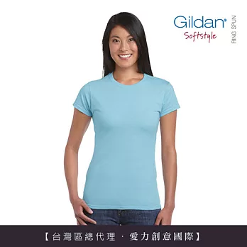 GILDAN 總代理-100%美國棉~美版顯瘦舒棉女短T-Shirt~XL天空藍/大尺碼