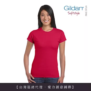 GILDAN 總代理-100%美國棉~美版顯瘦舒棉女短T-Shirt~XL櫻桃紅/大尺碼