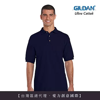 GILDAN 總代理-100%美國棉素面短袖POLO衫~XL藏青/大尺碼