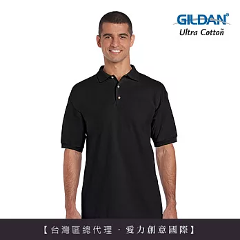 GILDAN 總代理-100%美國棉素面短袖POLO衫~黑