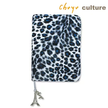 珠友 A6/50K 多功能書衣/書皮/手帳衣-絨毛豹紋藍白