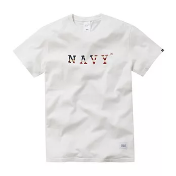 【CACO】NAVY．獨家經銷．美國國旗字母短T(男)L白
