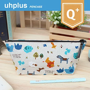 uhplus Q-plus寬底筆袋/ 動物草原