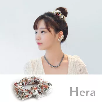 【Hera】赫拉 碎花布蕾絲花邊大腸圈/髮圈(二色任選)優雅白