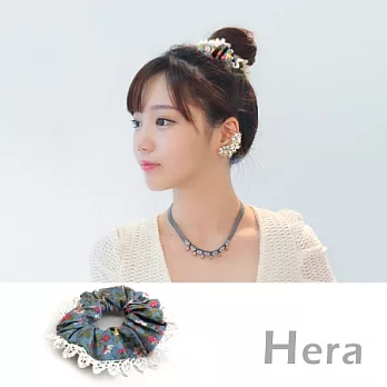 【Hera】赫拉 碎花布蕾絲花邊大腸圈/髮圈(二色任選)牛仔藍