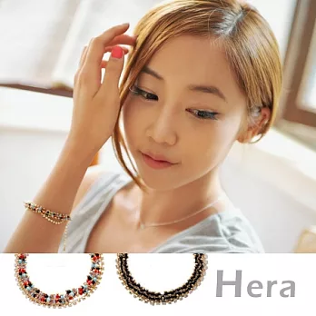 【Hera】赫拉波西米亞風彩珠水鑽多層手鍊(二色任選)炫眼黑