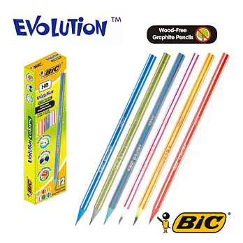BIC EVOLUTION 彩色條紋安全鉛筆/HB/12入