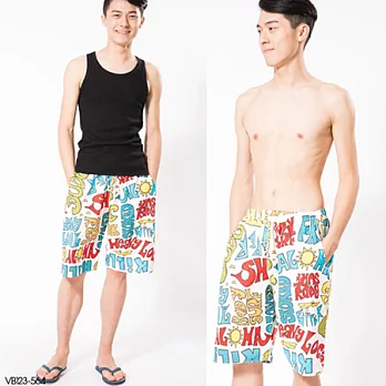 【BeautyFocus】台灣製型男休閒海灘褲-M款123564FREE字母拚圖