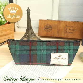 uhplus {COLLEGE LEAGUE} Q-plus 帆船筆袋- Navy Plaid