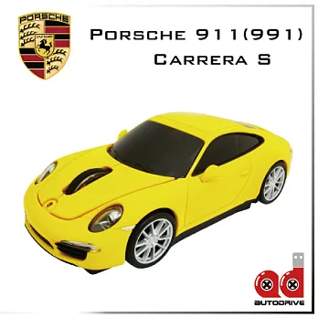 AutoDrive 汽車造型無線滑鼠 - Porsche 911(991) Carrera S (黃)