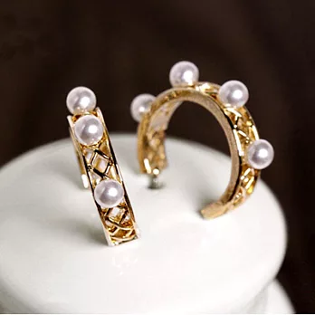 Bling Q 韓國來自星星的你千頌伊珍珠環狀耳環(3色)玫瑰金