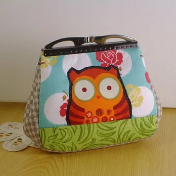 手縫ok!-神秘貓頭鷹口金包(拼布材料包)