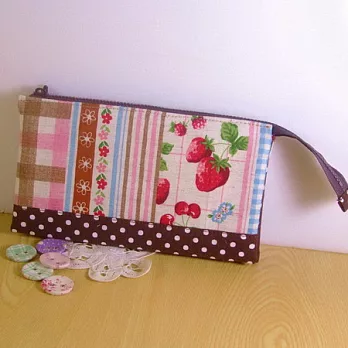 快速機縫－草莓派三層長夾(拼布材料包)