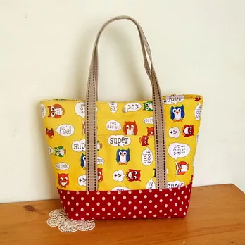 手縫ok!-貓頭鷹的對話便利袋(拼布材料包)