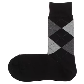 [MUJI 無印良品]直角襪男棉混菱格紋襪黑紋樣25~27cm