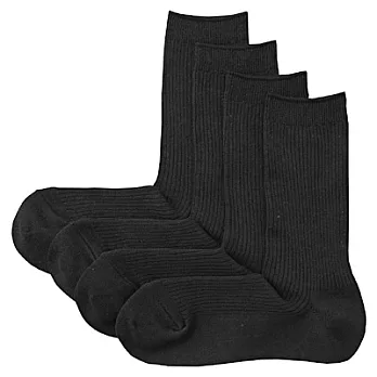 [MUJI 無印良品]落棉直角襪・四入黑色23~25cm