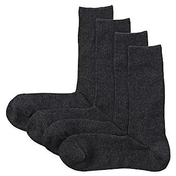[MUJI 無印良品]落棉直角襪・四入灰色25~27cm