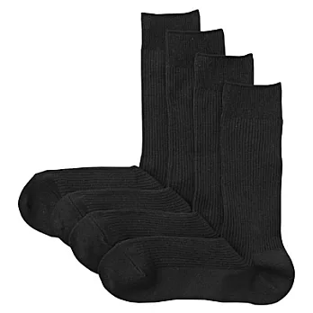 [MUJI 無印良品]落棉直角襪・四入黑色25~27cm