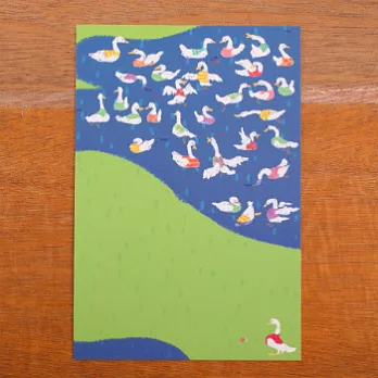 【oriental berry】手繪風明信片(鵝與池塘)