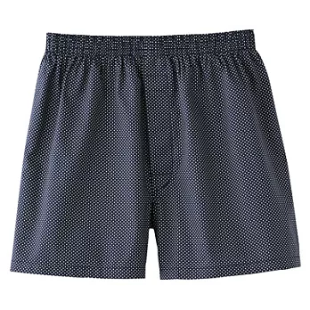 [MUJI 無印良品]男有機棉布帛前開平口褲S暗藍紋樣