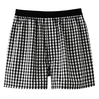 [MUJI 無印良品]男有機棉布帛前開平口褲M黑紋樣