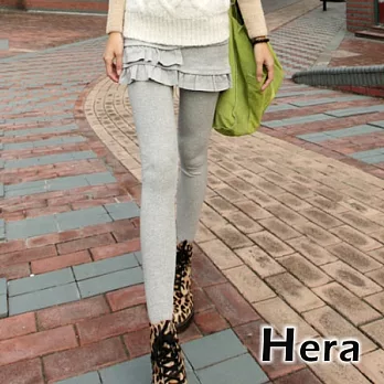 【Hera】赫拉 純色荷葉花邊假兩件打底裙褲(三色任選)淺灰色