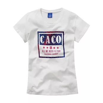 【CACO】CACO ST．美式街頭．豹紋漸層方框短T(女)M白