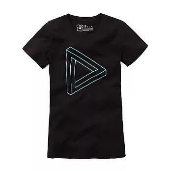 【CACO】GRAPHIC T．設計圖像．三角幾何錯視短T(女)M黑