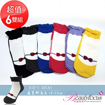 【BeautyFocus】(6雙組)台灣製蝴蝶結造型萊卡棉襪0615-六色18-22cm