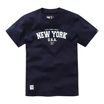 【CACO】CACO ST．美式街頭．NY 植絨短T(男)L丈青