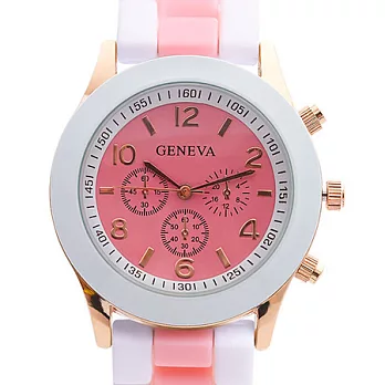 Watch123 雙色馬卡龍 爆款輕甜時尚果凍腕錶-胭脂粉